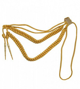 Аксельбант офицерский с 2 наконечниками золотистый