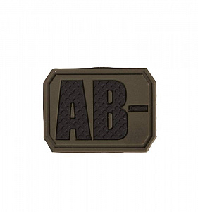 Нашивка PVC/ПВХ с велкро "Группа крови. AB NEG" черный на оливе
