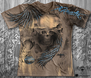 Футболка Krasar двухсторонняя Череп тотал мужская