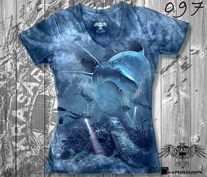 Футболка Krasar варёная акула и аквалангисты женская