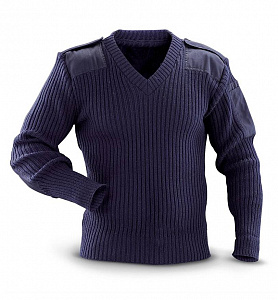 Свитер Английский армейский синий V-образный вырез б/у