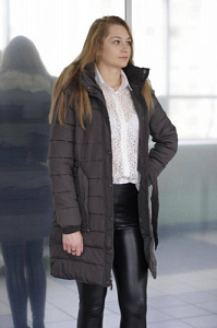 Пальто женское пуховое Abercrombie & Fitch Dark Brown