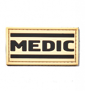 Нашивка PVC/ПВХ с велкро "MEDIC" коричневый на песке 70х35мм