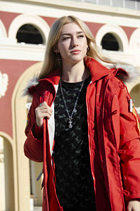 Куртка зимняя женская Apolloget WMN OXFORD Simple Red/Grey