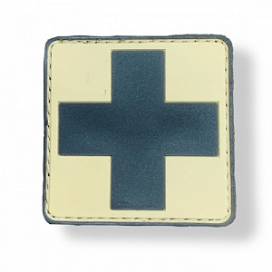 Нашивка PVC/ПВХ с велкро "Медик" черный на песке 50х50мм