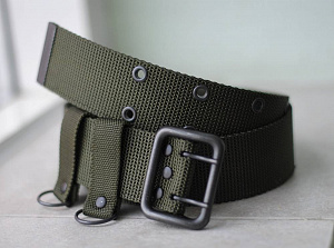 Ремень тесьма Olive двухшпеньковый с металлической пряжкой