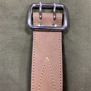 Ремень портупея кожаная (бежевая, сталь)