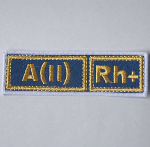 ШЕВРОН А(II) RH+ ЗОЛОТО СИНИЙ БЕЛАЯ ОКАНТОВКА