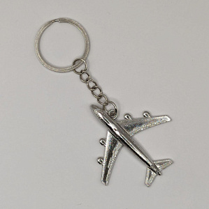 Брелок самолет серебро