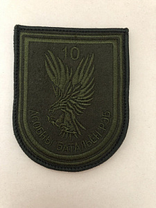 Шеврон 10 особый батальон РЭБ на боевую форму оливковый одноцветный вышитый на липучке