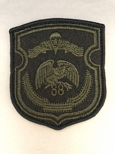 Шеврон 38 отдельная гвардейская десантно-штурмовая бригада на боевую форму оливковый одноцветный вышитый на липучке