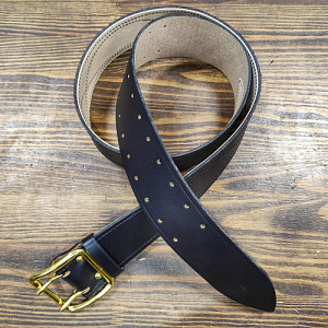 Ремень портупея с латунной пряжкой и юфтевой подкладкой (черный)