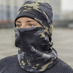 Балаклава флисовая одна прорезь Black Multicam