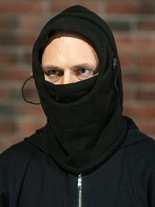 Балаклава флисовая с искусственным мехом black