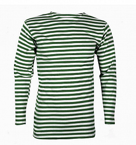 Тельняшка с длинным рукавом тонкая хлопок зелёная