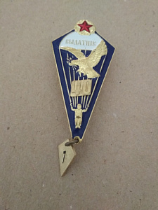 Знак "Парашютист отличник ВС РБ"  40 прыжков. синяя окантовка