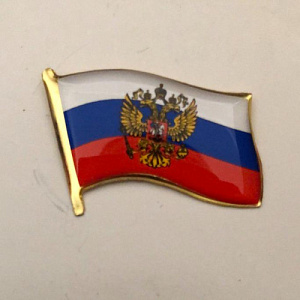 Значок флаг РФ с гербом РФ
