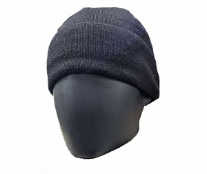 Шапка вязаная с отворотом и флисом Black