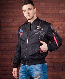 Куртка лётная bomber MA-1-PATCH (BLACK)