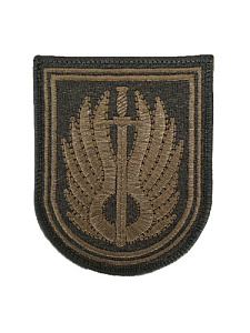 Шеврон 483 батальон охраны и обслуживания ВВС РБ на боевую форму оливковый одноцветный вышитый на липучке