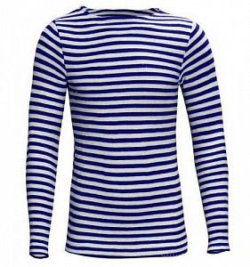 Тельняшка интерлок с длинным рукавом синяя