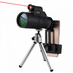 Телескоп с лазером и кронштейном под телефон 12x50 Black
