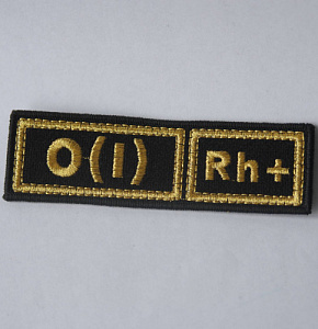 Шеврон O(I) RH+ группа крови черный вышитый